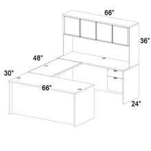 Load image into Gallery viewer, Coffee Jr Executive U-Shaped Desk With Aluminum Door Hutch
