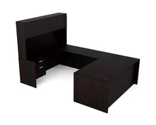 Load image into Gallery viewer, Coffee Executive U-Shaped Desk With Hutch
