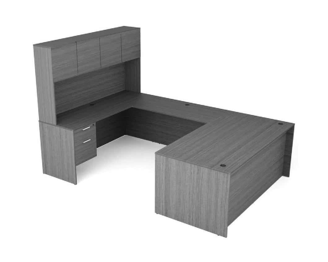 Valley Grey Executive U-Shape Desk With Hutch