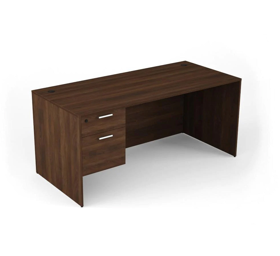 Walnut Single Pedestal Desk – Lindsey's Office Furniture