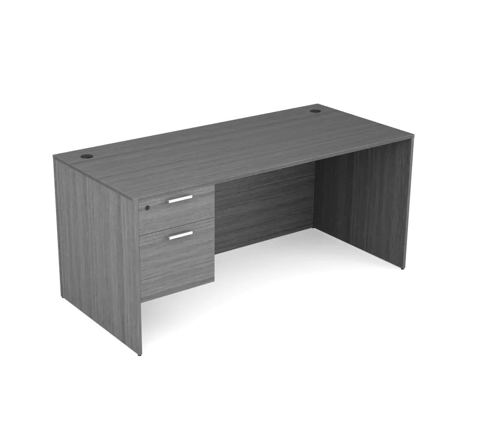 Valley Grey Single Pedestal Desk